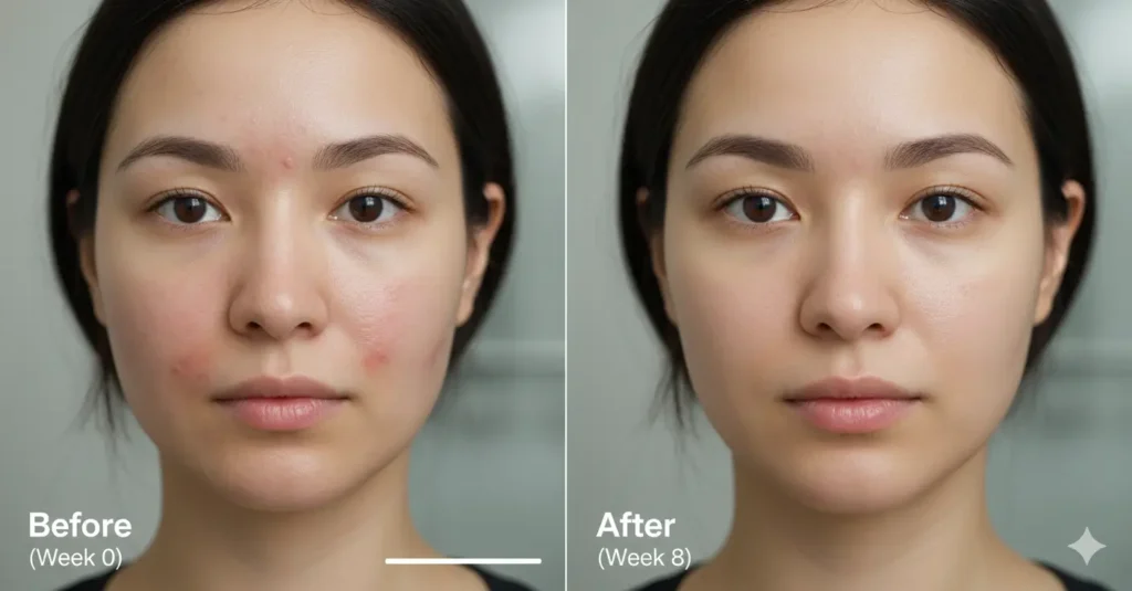 Before After Comparison Showing Acne Improvement Progression